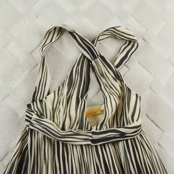 Alice + Olivia Fit & Flare Dress Womens Extra Small Striped Floral print - Picture 3 of 11